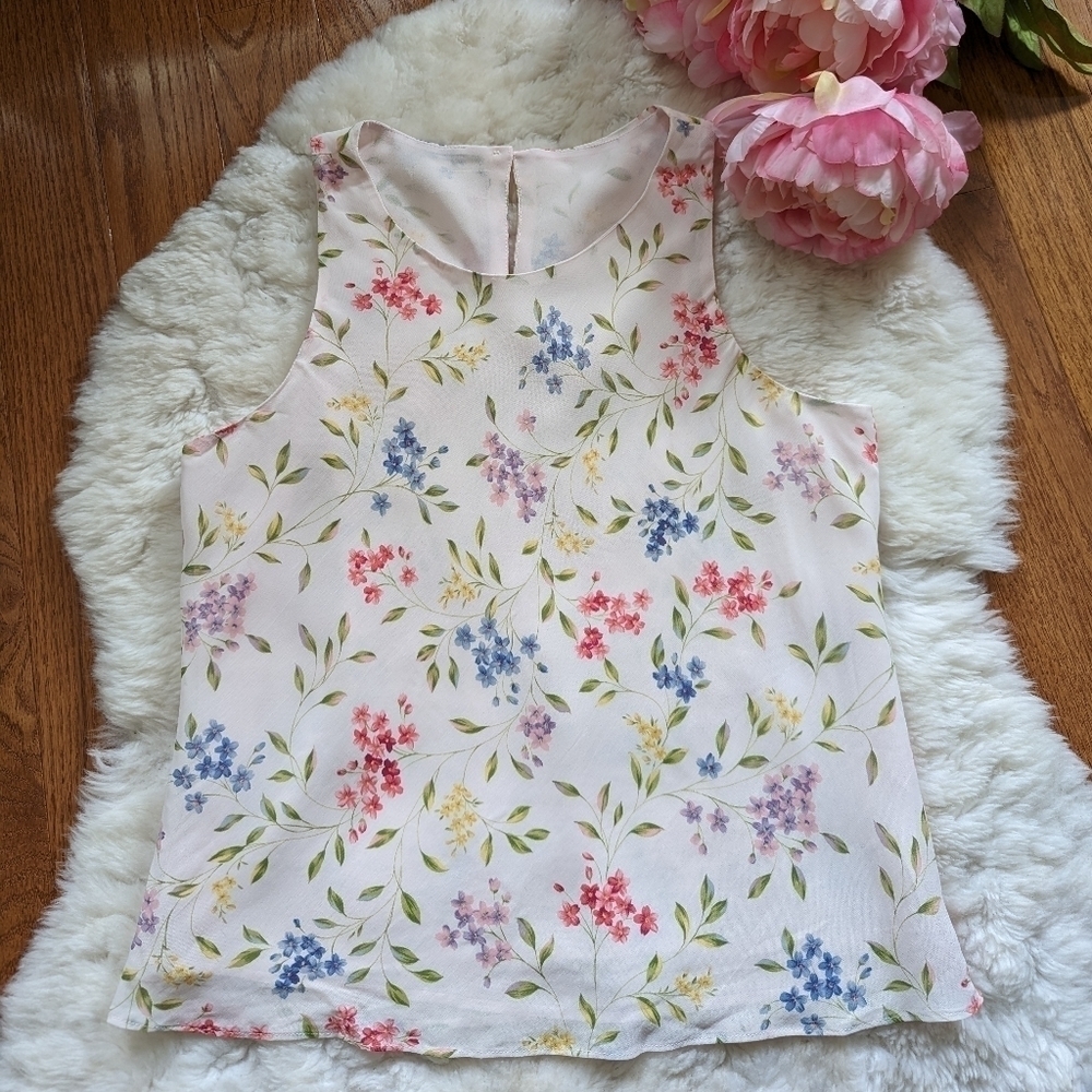 𝅺ralph LAUREN floral sleeveless blouse